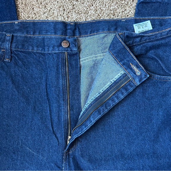 Men’s Rustler Dark Wash Denim Regular Fit Jeans Size 42x32 |C65 - Picture 4 of 12